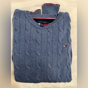 Tommy Hilfiger Men's Cable Knit Blue Sweater